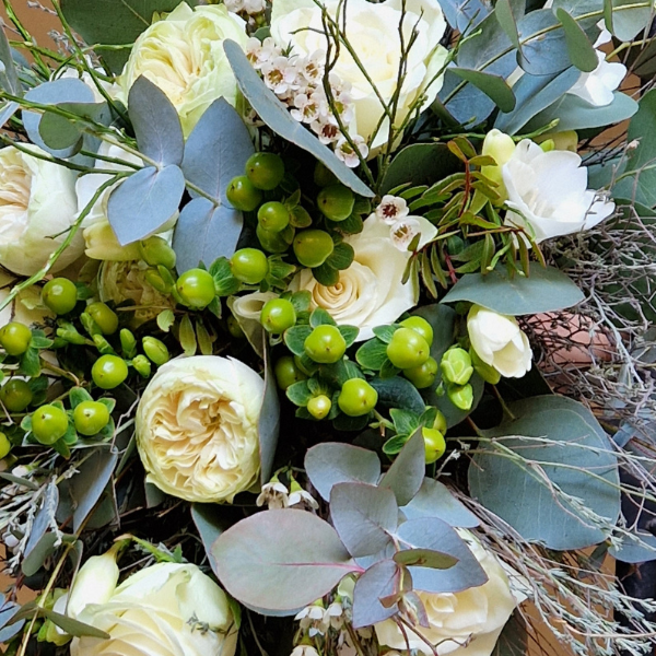 Bouquet rose ipericum eucalipto