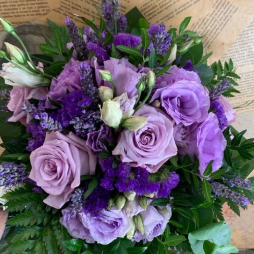 Bouquet Rose Lilla Lisiantus e Lavanda