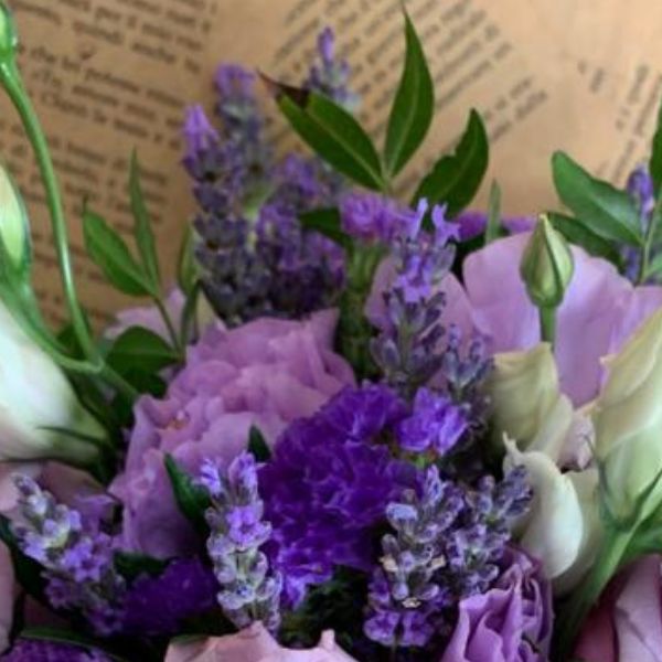 Bouquet Rose Lilla Lisiantus e Lavanda