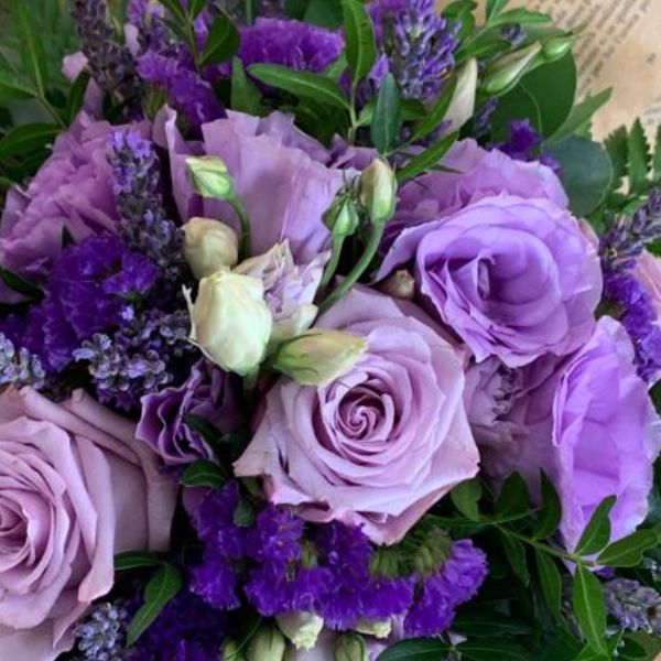 Bouquet Rose Lilla Lisiantus e Lavanda